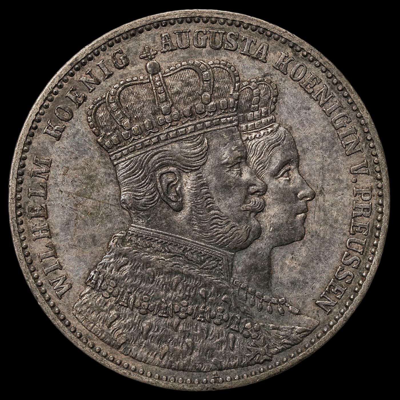 修遠堂世界钱币第108期 1861年普鲁士威廉一世登基纪念1泰勒银币