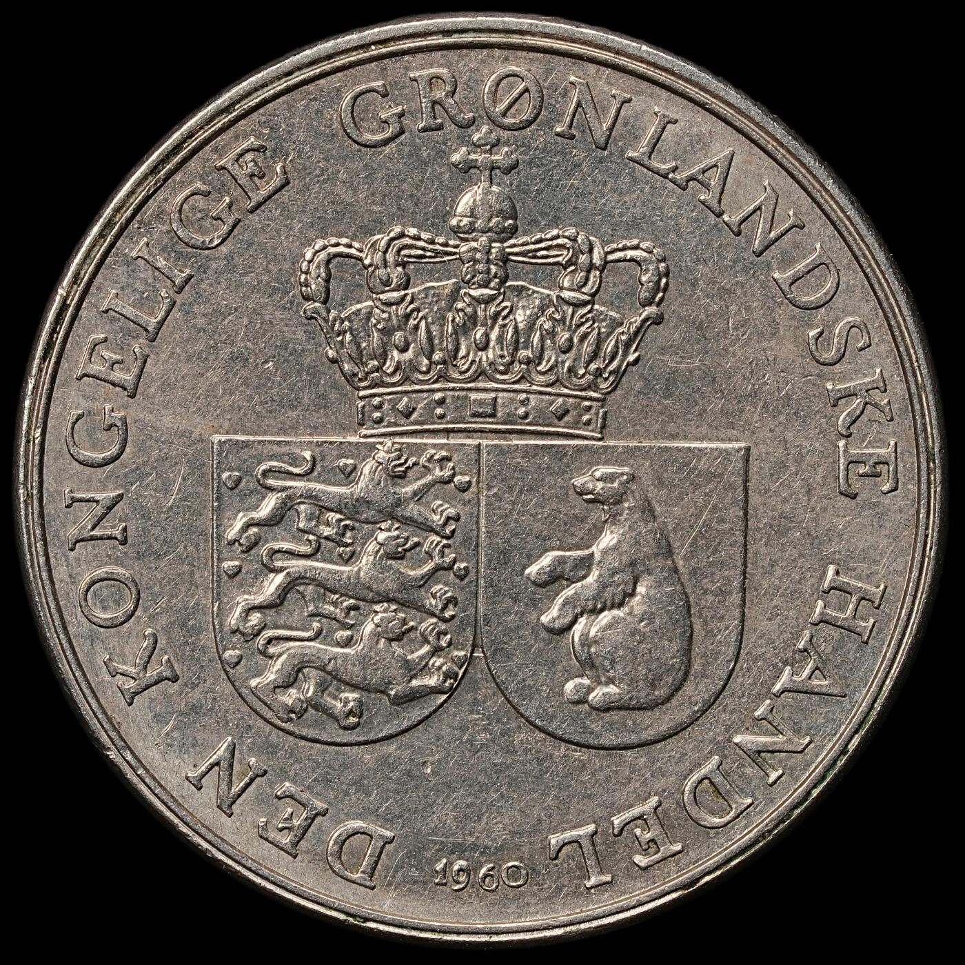 修遠堂世界钱币第108期 1960年皇家格陵兰贸易公司1克朗