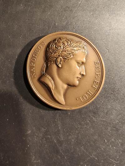 老王徽章第188期 - 法国1812年拿破仑军队远征俄罗斯进入伏尔加河大铜章     直径41mm    重量33.3g