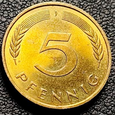 泉币菌-第214场-二月二龙抬头专场 拍品多 请提前出价（工作最近较忙 发货不及时，望理解） - 铜光美品 德国1989年 5芬尼硬币