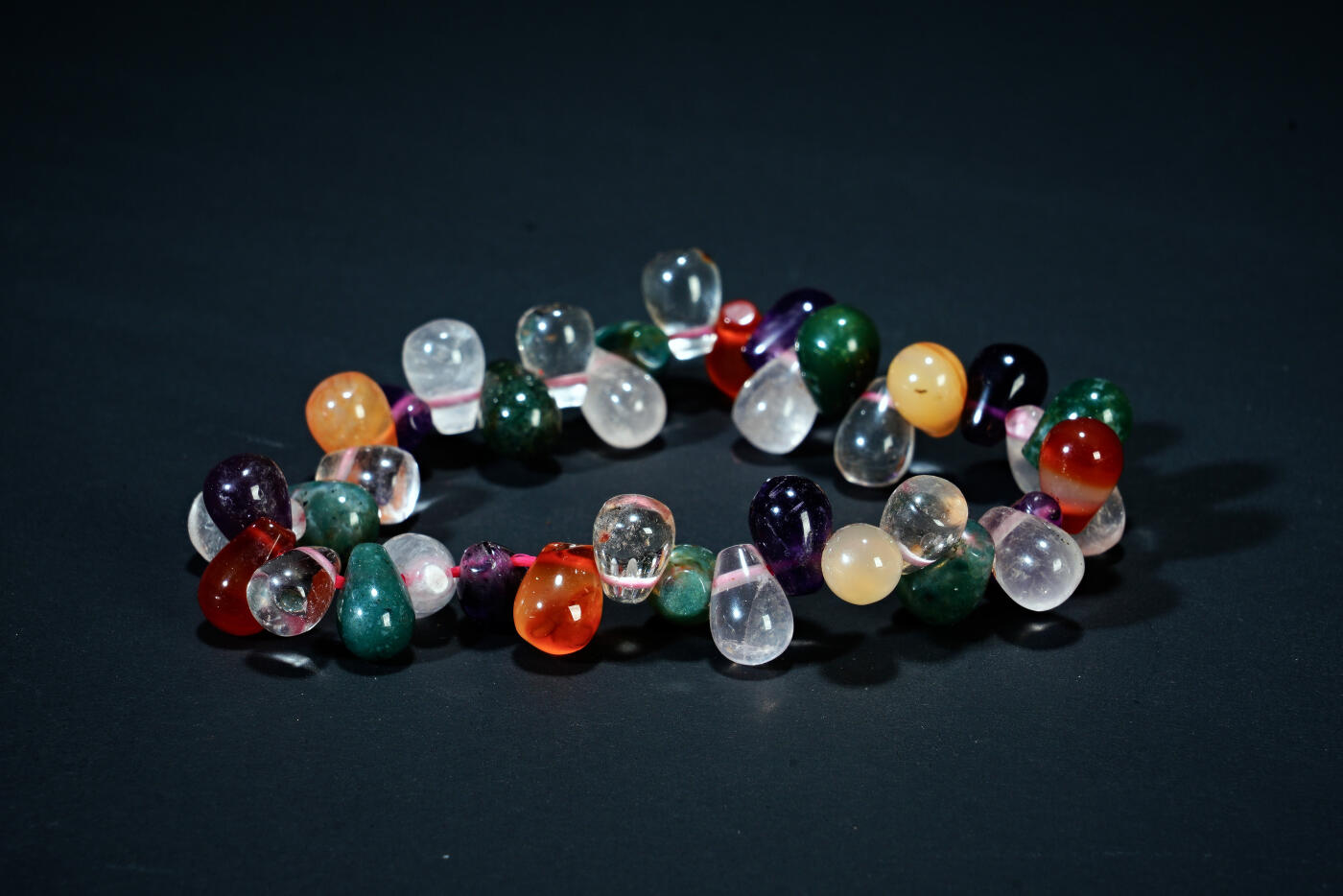 上海都达杂项专场五十八【全场包邮】  天然雨花石水滴珠手串93-11