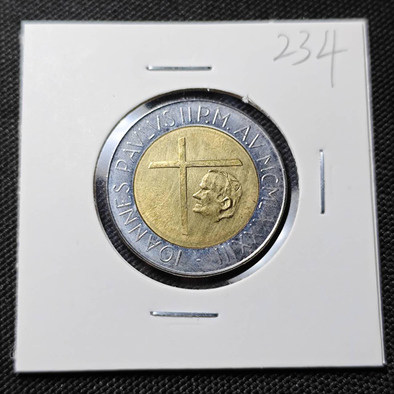 KK钱币收藏小铺   套币专场 2月预留时间 周末发货   梵蒂冈500里拉双色币 