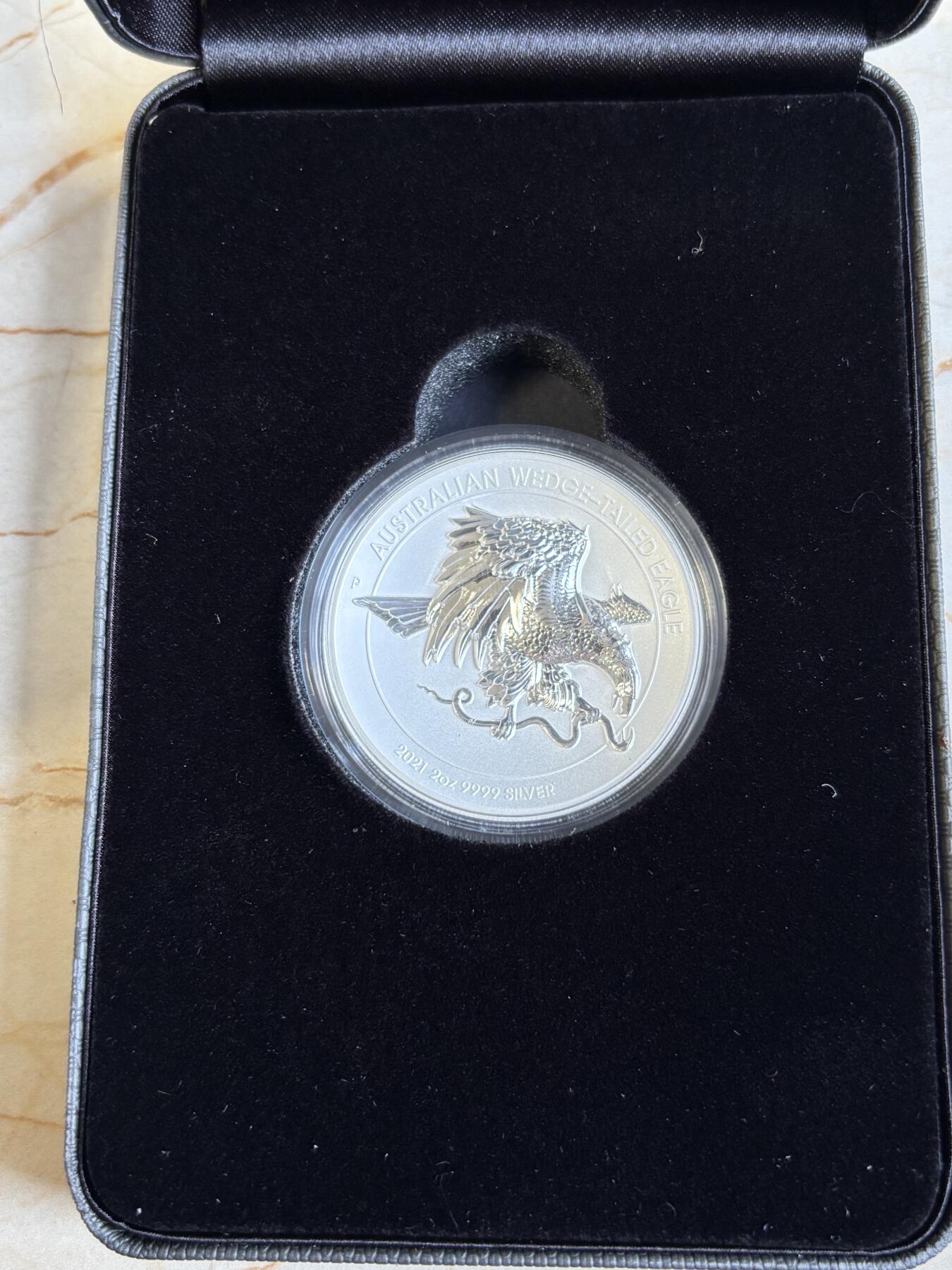 第195期拍卖 澳大利亚2021年楔尾鹰2盎司加厚超高浮雕精制银币，9999银，发行2500枚