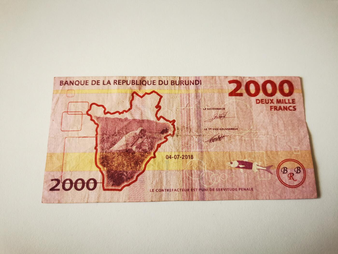 零零发流通品外国纸币拍卖 无佣金 布隆迪2000