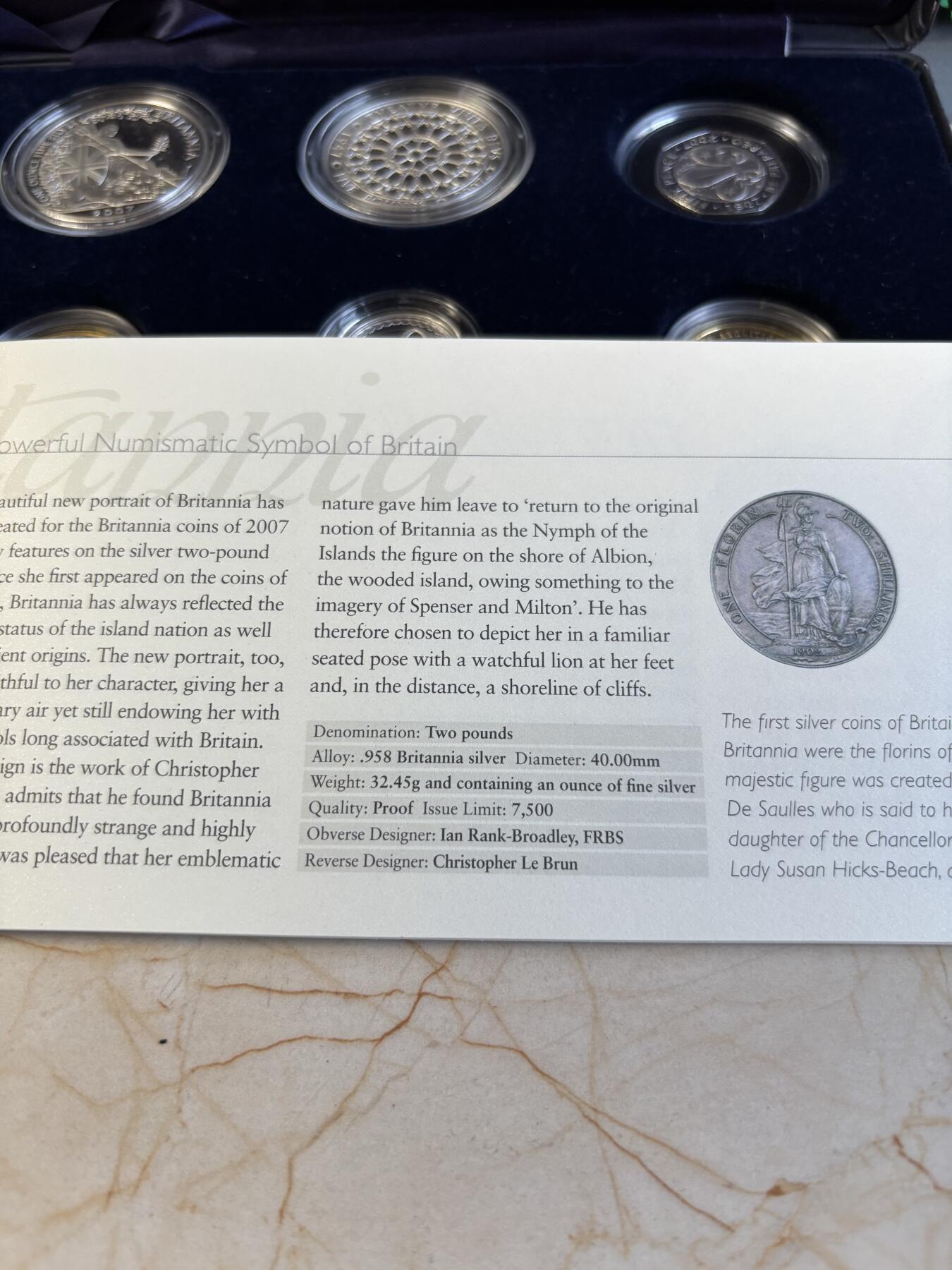 第195期拍卖 英国2007年伊丽莎白女王钻石婚姻纪念银币6枚全套，925银，8/9.5/12/12/32.45/28.28克