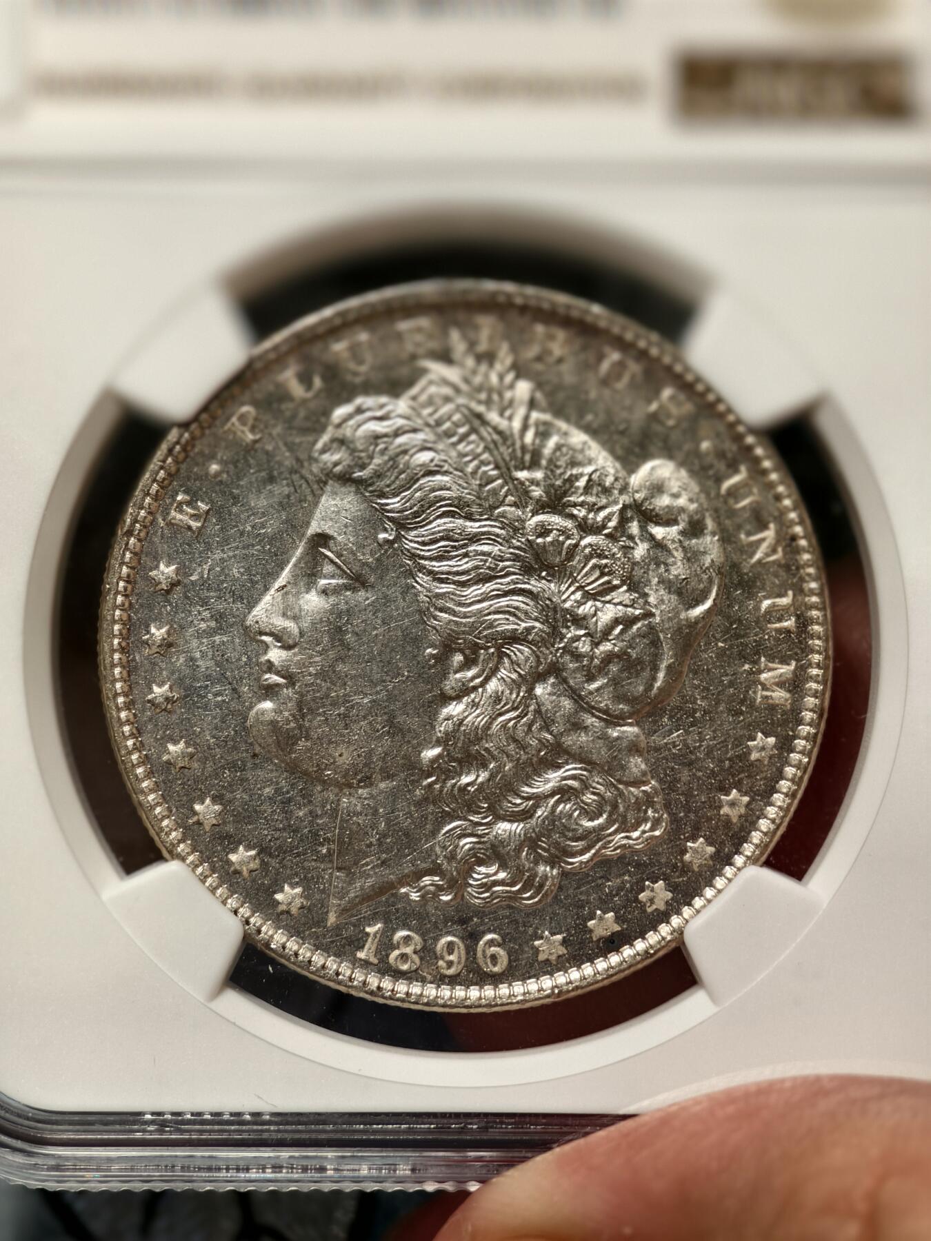 抚柳草堂-第十八期章牌钱币  奖章勋章限时免佣 满百包邮 放漏专场 1896NGC UNCD 美国摩根银币 底板好压力足细节到位