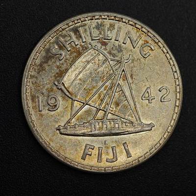 【淘币小摊】实时拍第八百八十一拍   小银币散币场    每周一统一发货 - 斐济1942年乔治六世一先令银币