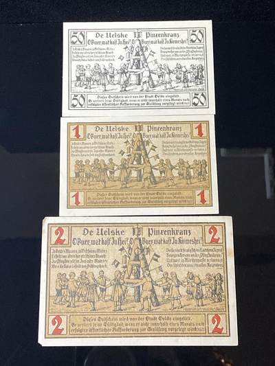 2026年第三十七场(总第二百零六场）德紧纸币特拍场(佣金3%，最低1元) - 德紧纸币–德国威斯特伐利亚省厄尔德市（Stadt Oelde, Provinz Westfalen）50芬妮、1、2马克三枚套票