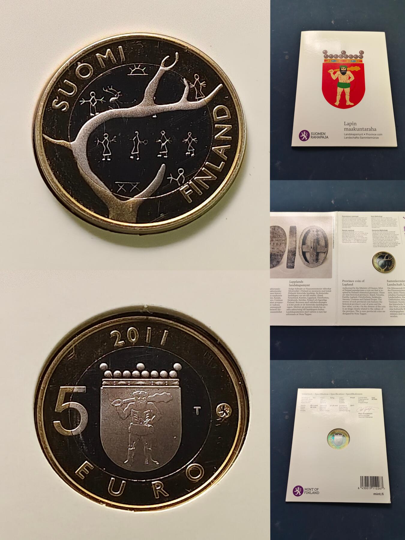 【全场包邮】纯粹捡漏拍515场 芬兰2010-2011年5欧元行政区系列特色手工艺精制纪念币官方卡册装9枚套币