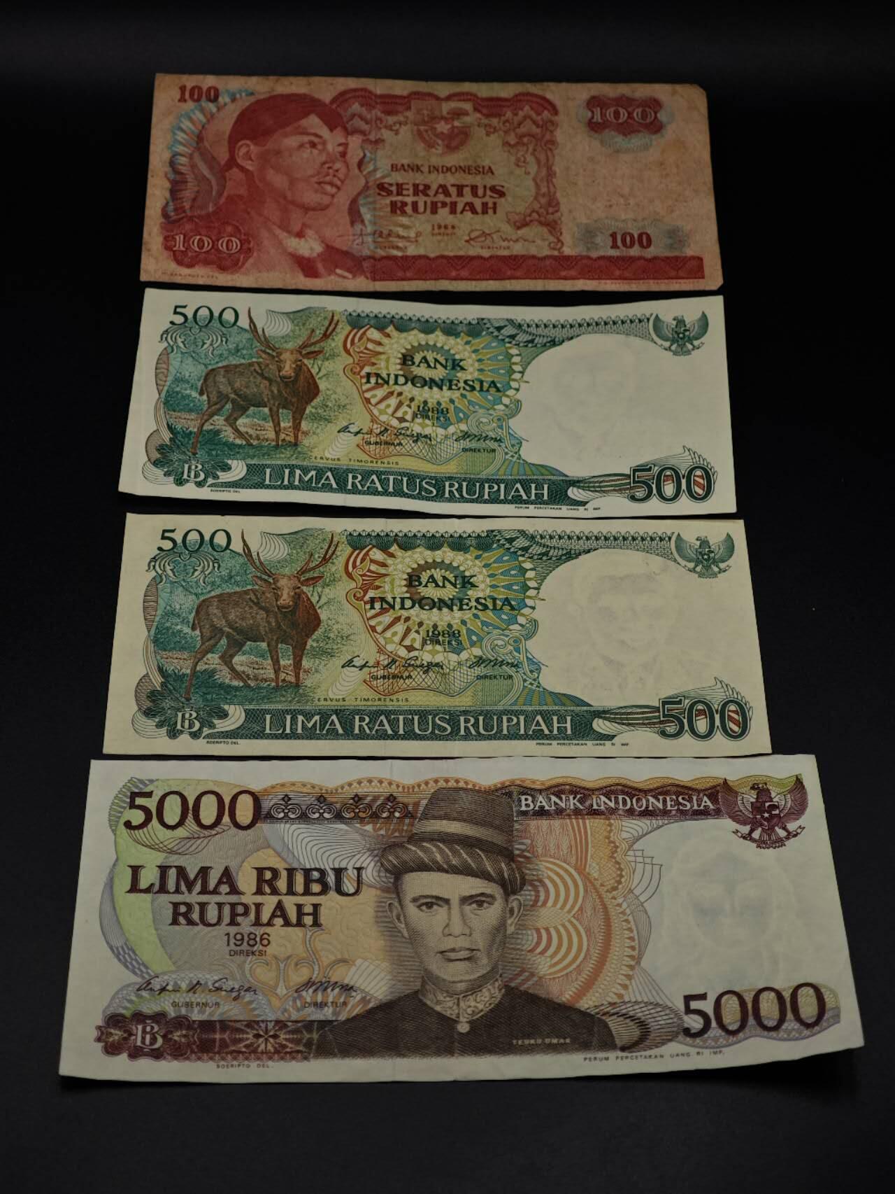  【淘币小摊】限时拍第八百八十二拍   纸币场    每周一统一发货 印尼100-5000卢比纸币4张【有折】