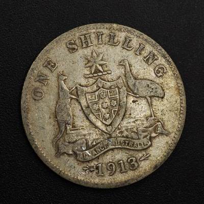 【淘币小摊】实时拍第八百八十一拍   小银币散币场    每周一统一发货 - 澳大利亚1913年乔治五世一先令银币