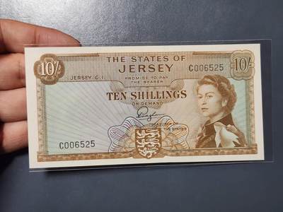 3月22号晚上8点 外国纸币自动截拍第43场 - 泽西岛1963年10先令  戎装版 无47 新品