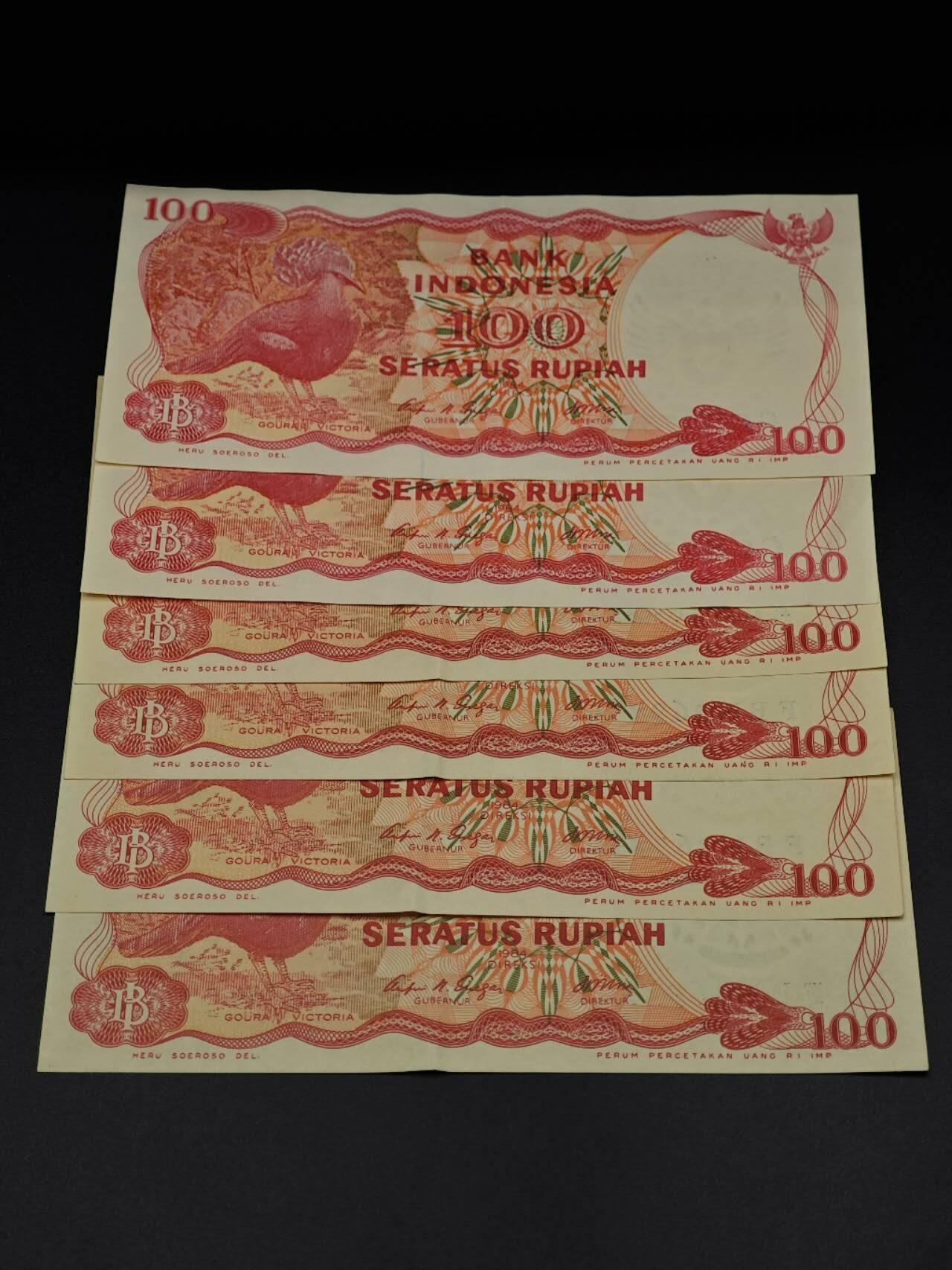  【淘币小摊】限时拍第八百八十二拍   纸币场    每周一统一发货 印尼100卢比纸币6张【有折】