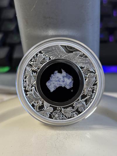 第195期拍卖 - 澳大利亚2022年南大陆3澳洲鸟类镶嵌蓝色云母1盎司银币，999银，发行5000枚