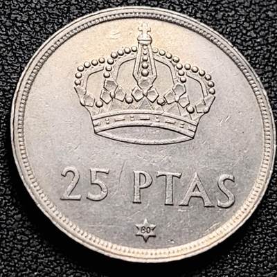 泉币菌-第214场-二月二 龙抬头 专场 拍品多 请提前出价（工作最近较忙 发货不及时，望理解） - 1975年 西班牙 胡安·卡洛斯一世 25比塞塔铜镍币