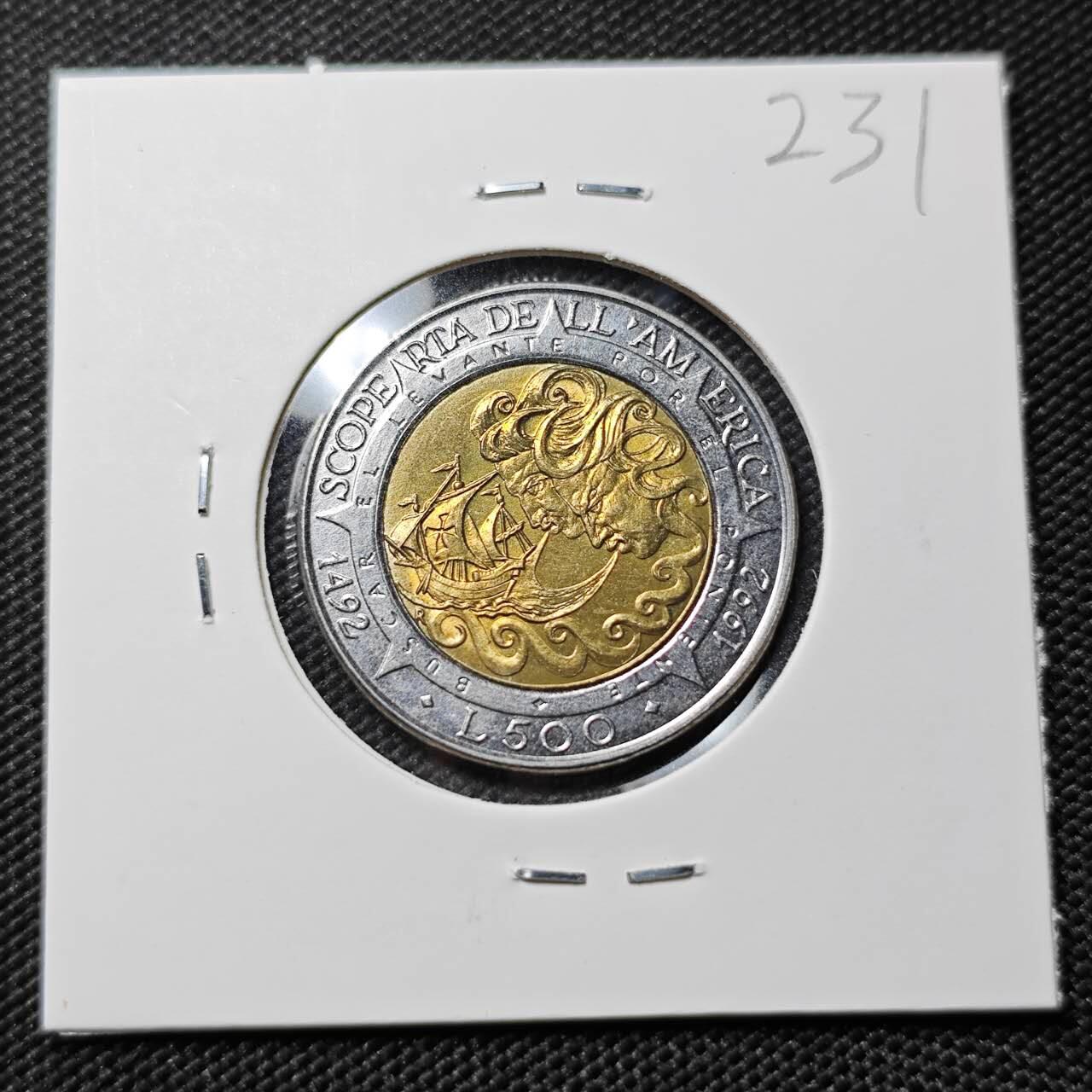 KK钱币收藏小铺   套币专场 2月预留时间 周末发货  圣马力诺500里拉双色币 好品