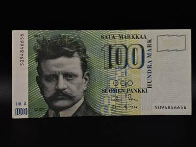 【淘币小摊】限时拍第八百八十二拍   纸币场    每周一统一发货 - 芬兰1986年100马克纸币【有折】