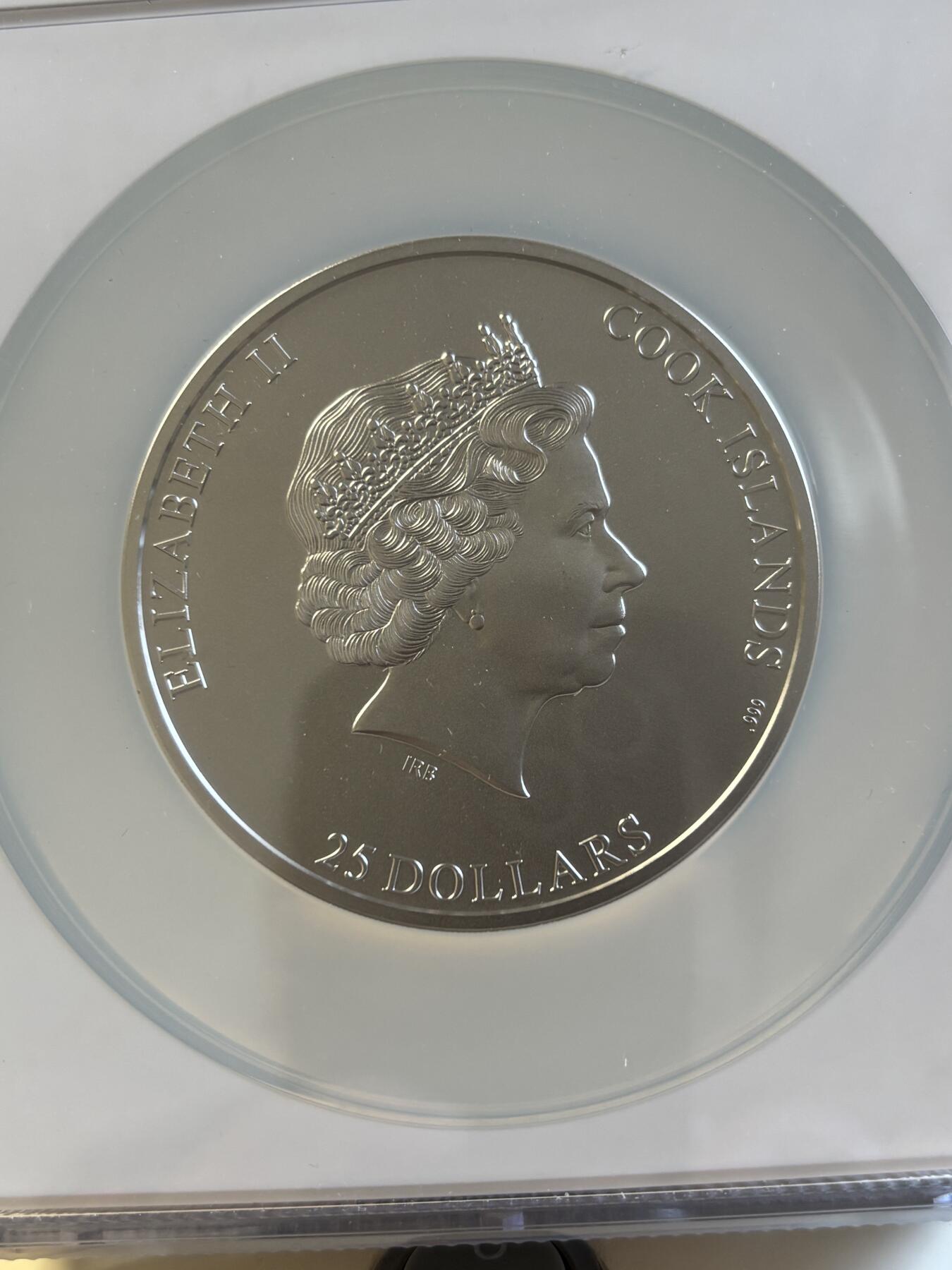 第195期拍卖 库克2021年七大山峰厄尔布鲁士峰5盎司银币NGC-MS70首，999银，发行777枚