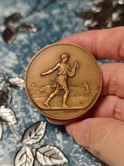 抚柳草堂-第十八期章牌钱币  奖章勋章限时免佣 满百包邮 放漏专场 - 19世纪末-20世纪初法兰西会计学会大铜章  播种者浮雕精美 直径45mm  重44g 法国新艺术风格由著名雕刻师 J. Lagrange让·拉格朗日设计 