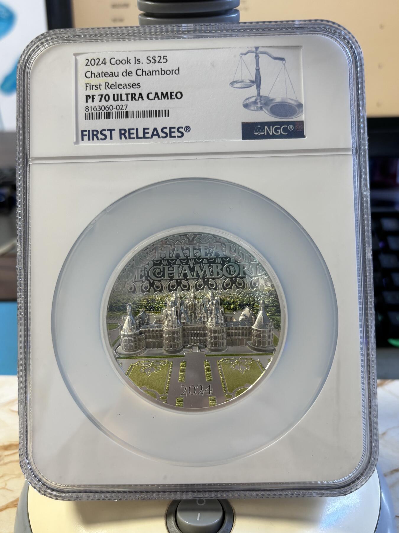 第195期拍卖 库克2024年法国香宾城堡5盎司彩银币NGC-PF70首期，9999银，发行500枚