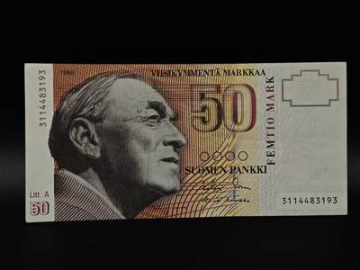  【淘币小摊】限时拍第八百八十二拍   纸币场    每周一统一发货 - 芬兰1986年50马克纸币【有折】