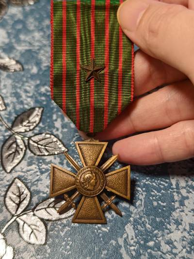 抚柳草堂-第十八期章牌钱币  奖章勋章限时免佣 满百包邮 放漏专场 - 法国一战战争十字勋章（Croix de Guerre 1914–1918）带一枚铜星（团级嘉奖）历史原品