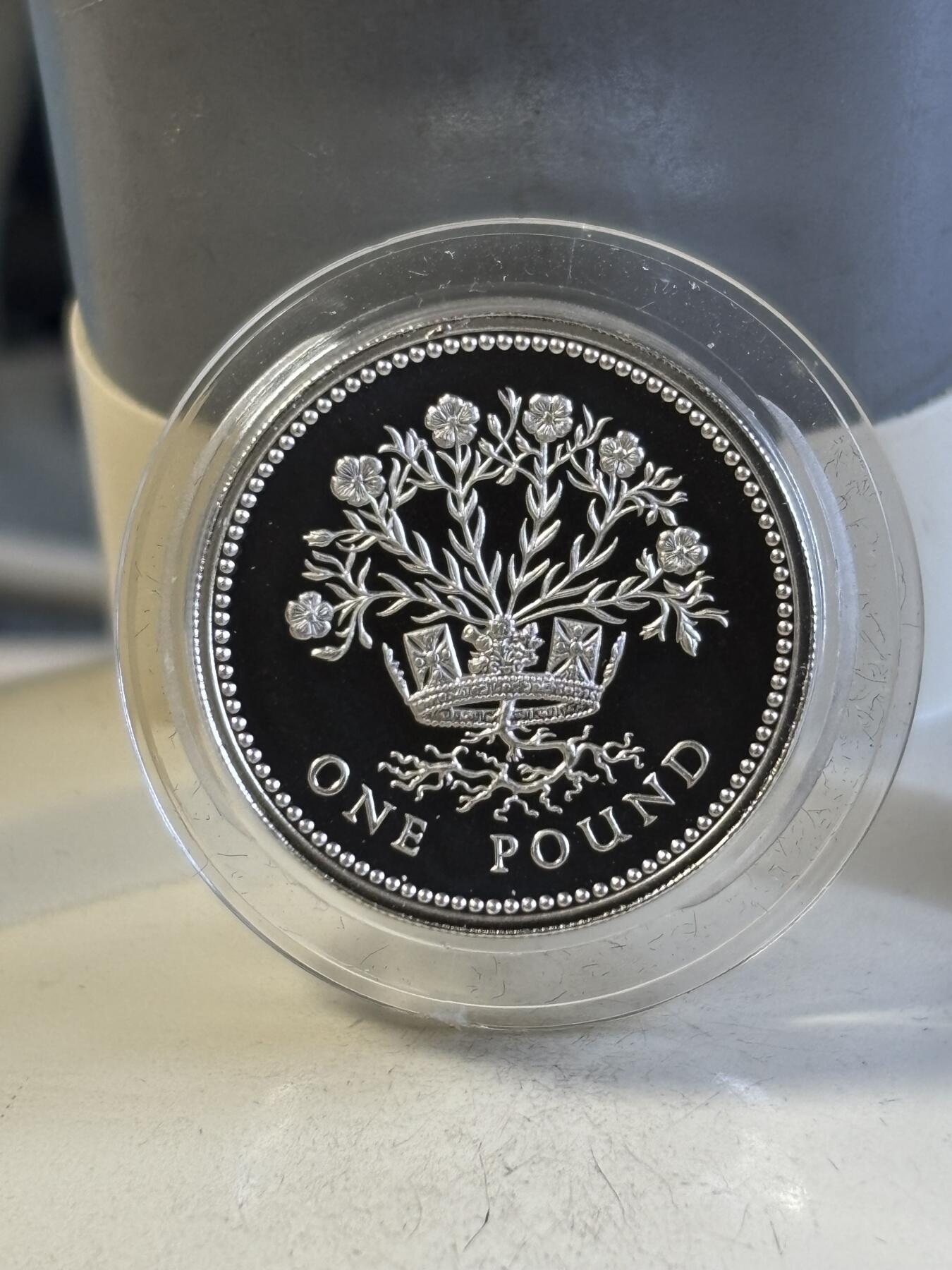 第195期拍卖 英国1984-1987年1英镑精制加厚纪念银币4枚全套，925银，19克*4，发行10000枚