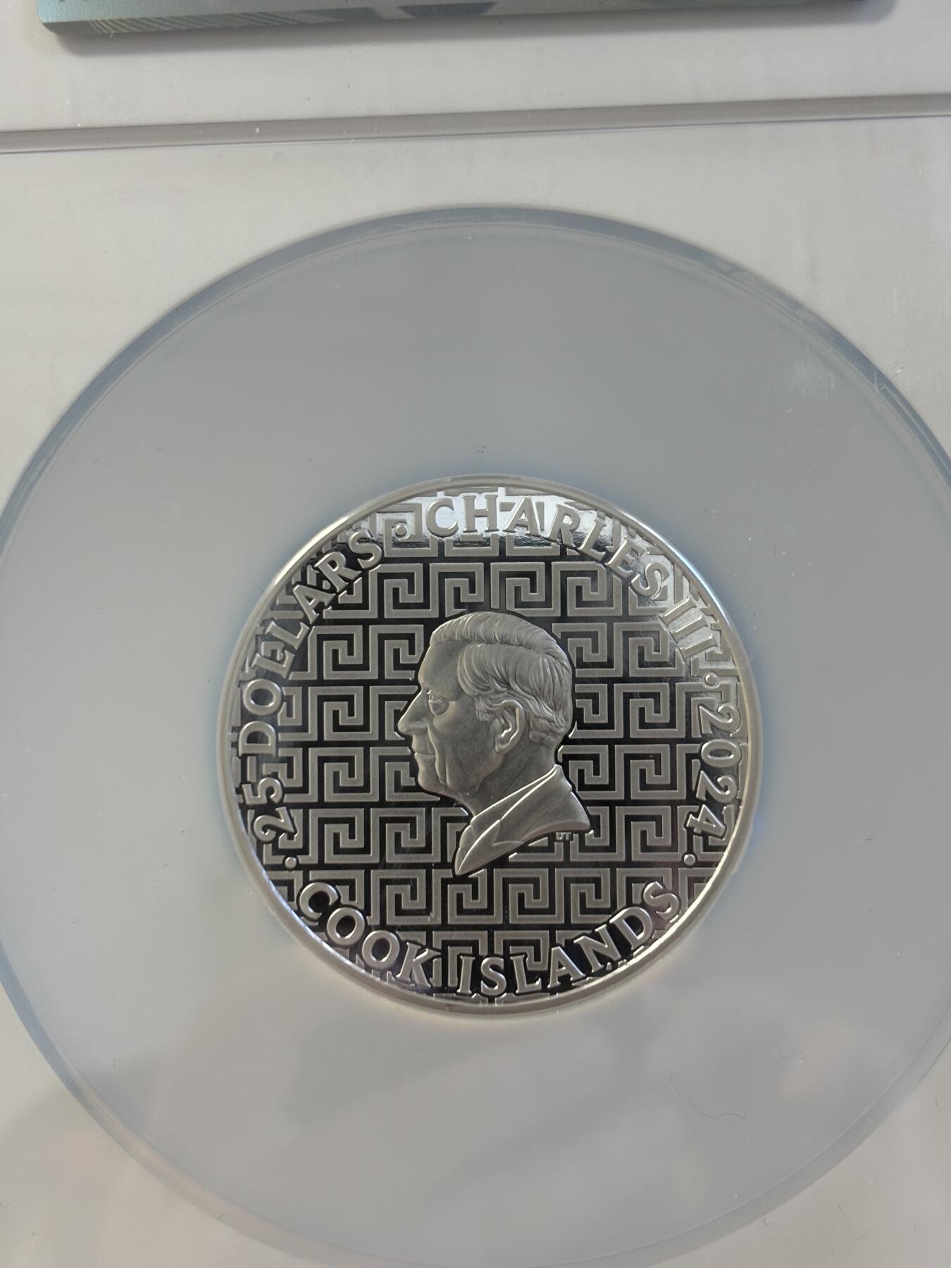 第195期拍卖 库克2024年圣托里尼岛高浮雕5盎司纪念银币NGC-PF70首，999银，发行555枚