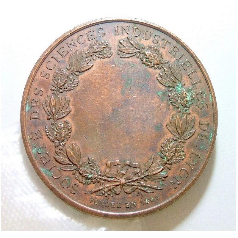 法国1862年 大科学家安培+雅卡尔 高浮雕精制大铜章 55MM