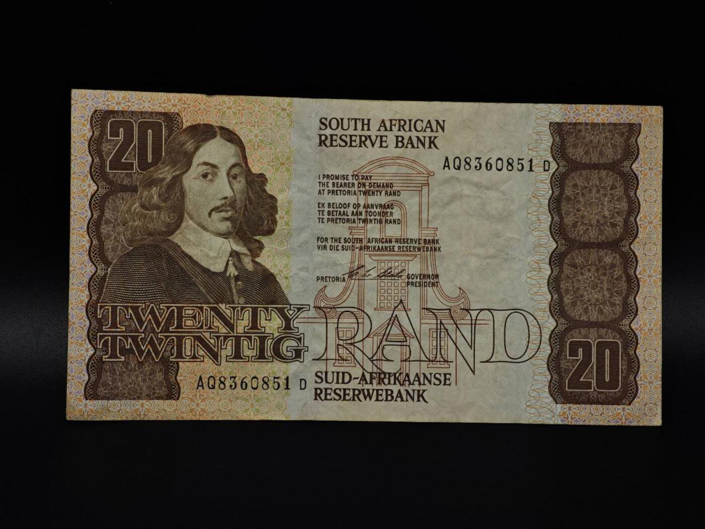  【淘币小摊】限时拍第八百八十二拍   纸币场    每周一统一发货 南非20兰德纸币【有折】