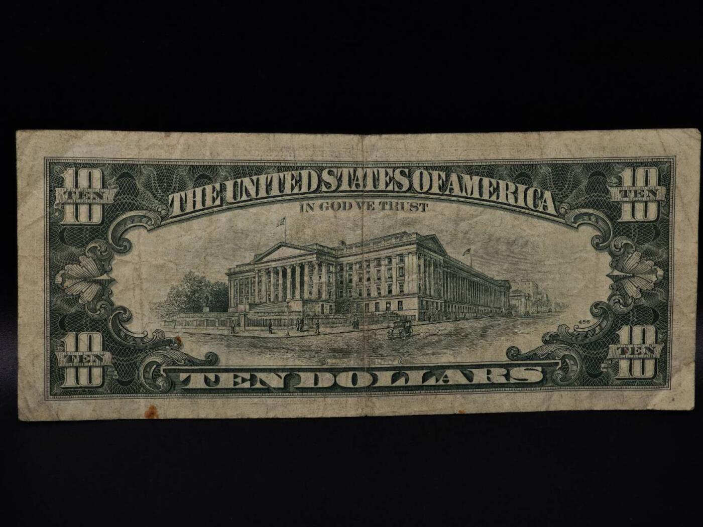  【淘币小摊】限时拍第八百八十二拍   纸币场    每周一统一发货 美国10美元纸币【有折】