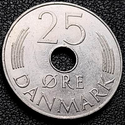 泉币菌-第214场-二月二 龙抬头 专场 拍品多 请提前出价（工作最近较忙 发货不及时，望理解） - 丹麦1979年25欧尔中孔镍币 玛格丽特二世花押 