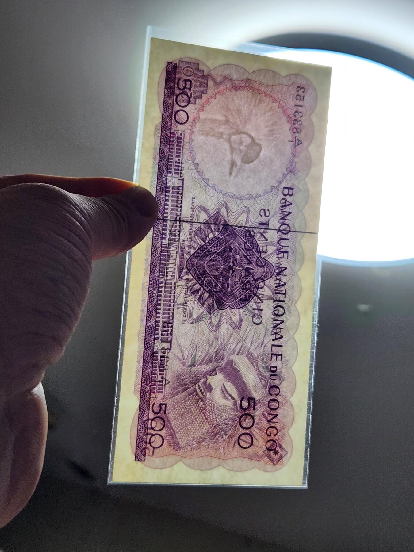 3月22号晚上8点 外国纸币自动截拍第43场 刚果 500法郎  1961年10月15日A1冠 初版 几乎全新