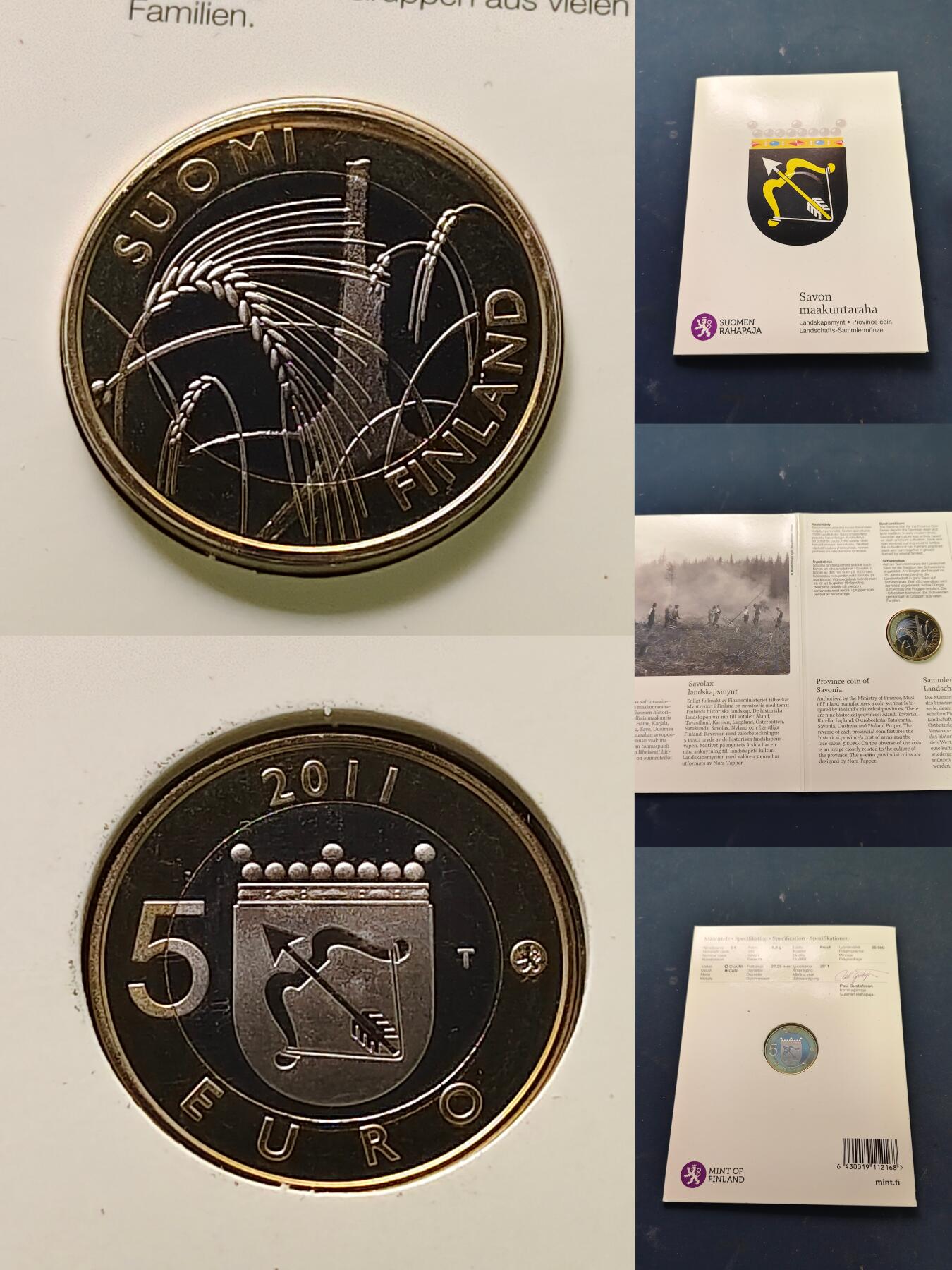 【全场包邮】纯粹捡漏拍515场 芬兰2010-2011年5欧元行政区系列特色手工艺精制纪念币官方卡册装9枚套币
