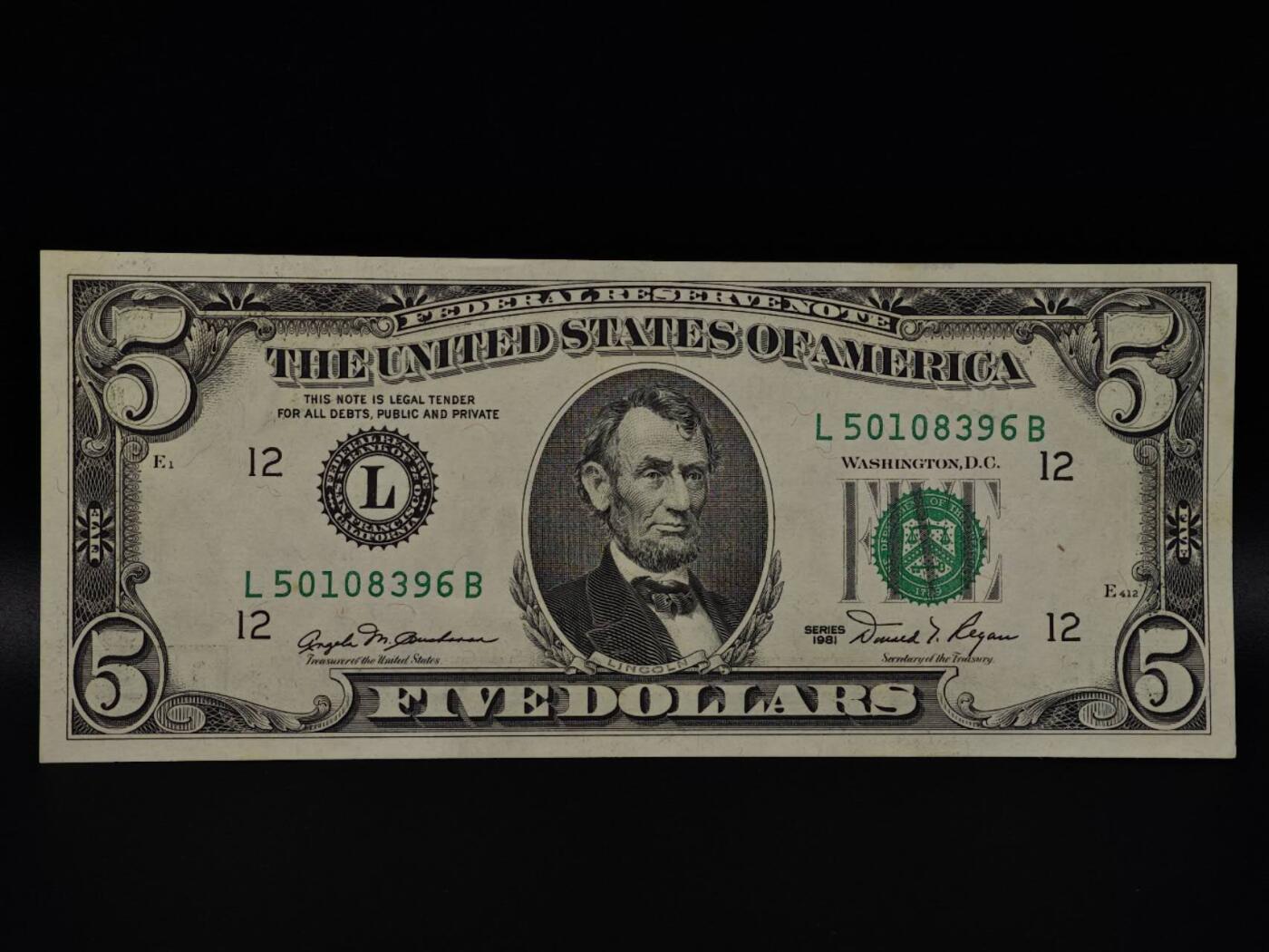  【淘币小摊】限时拍第八百八十二拍   纸币场    每周一统一发货 美国5美元纸币【有折】