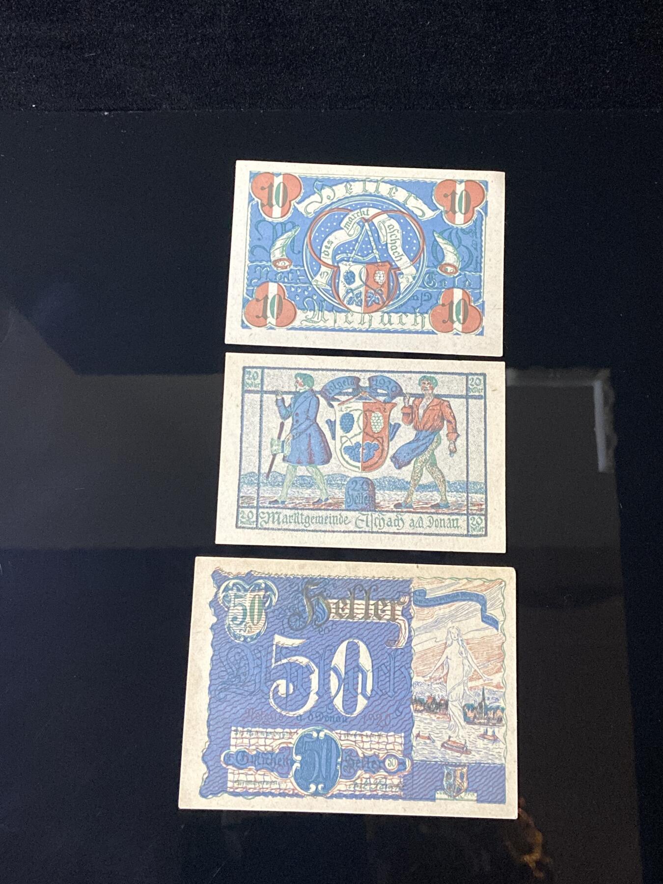 2026年第三十七场(总第二百零六场）德紧纸币特拍场(佣金3%，最低1元) 奥紧纸币–奥地利下奥地利州多瑙河畔伊布斯市场镇（Marktgemeinde Ybbs an der Donau，缩写  Ybbs ad Donau ）10、20、50赫勒三枚套票