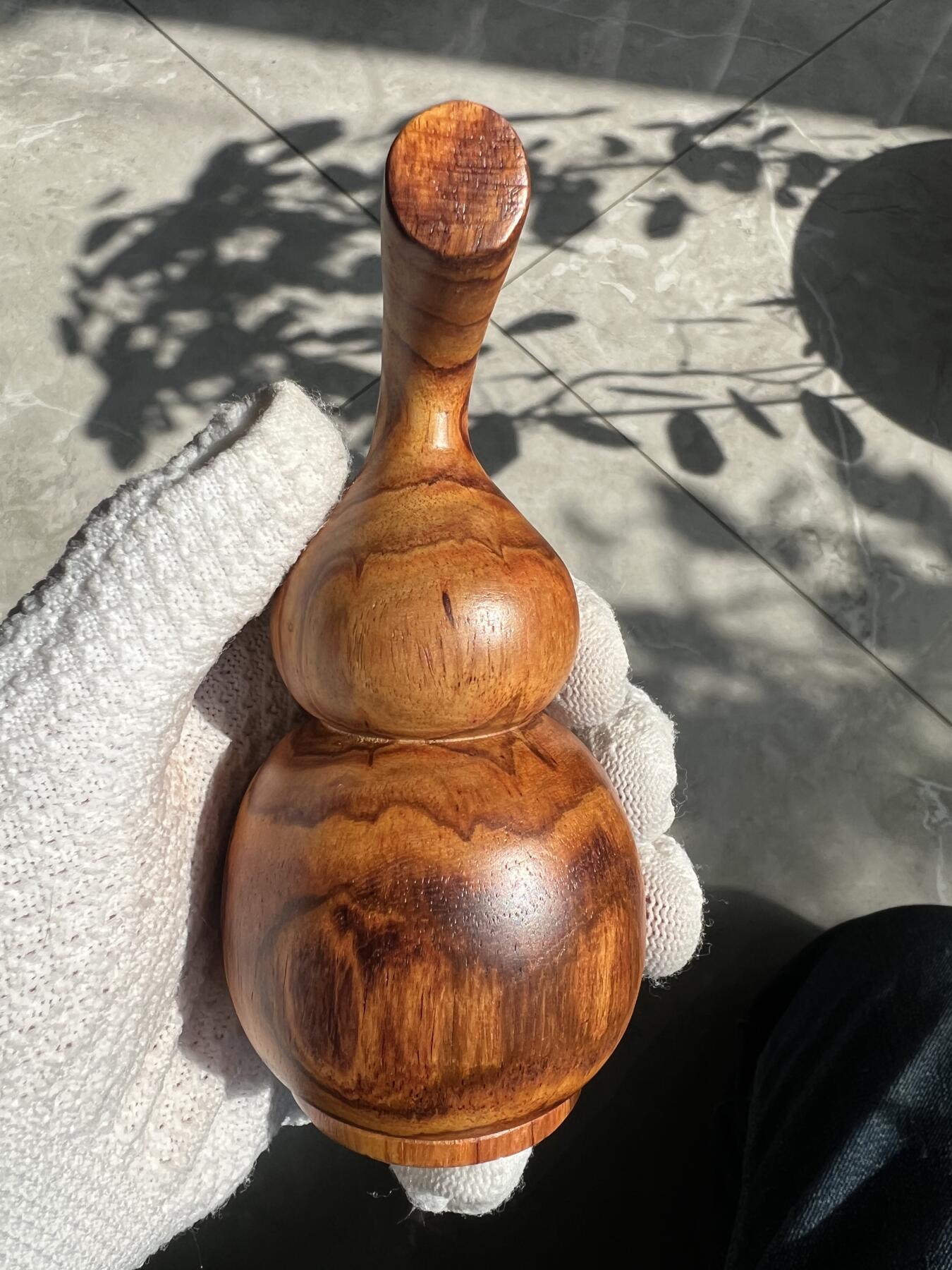 零元拍：对眼越南黄花梨  宝瓶 手把件 福禄（葫芦）大肚 60，小肚 42.5，高 126MM