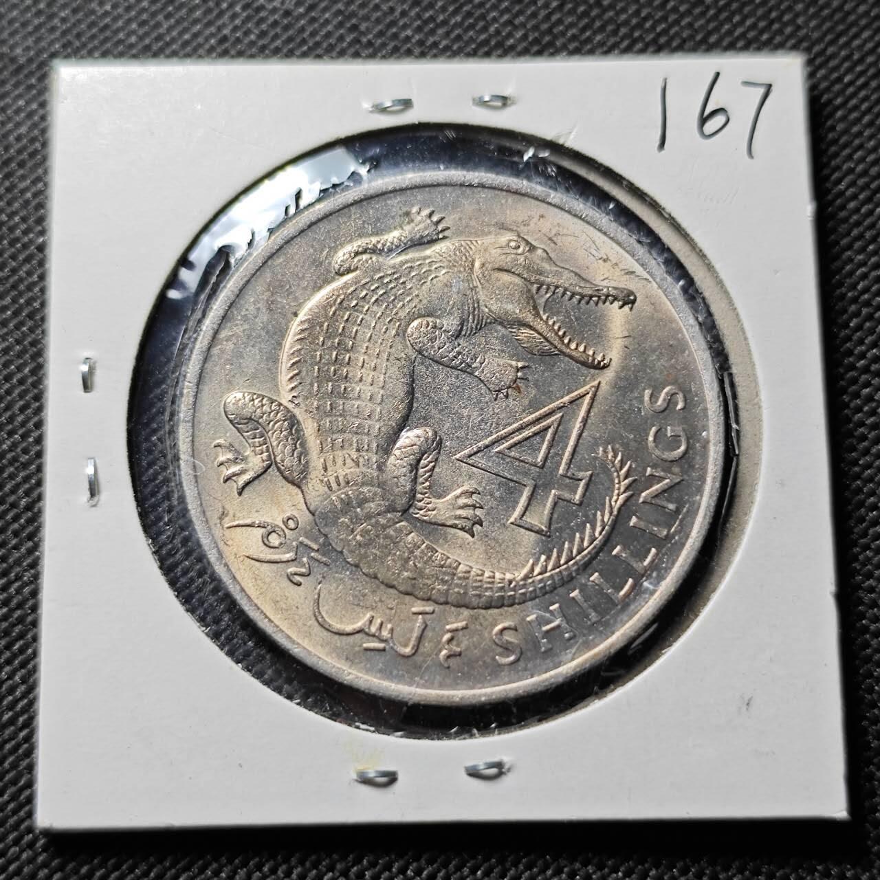 KK钱币收藏小铺   套币专场 2月预留时间 周末发货  1966英属冈比亚4先令 鳄鱼