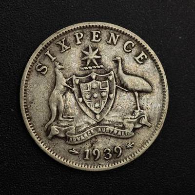 【淘币小摊】实时拍第八百八十一拍   小银币散币场    每周一统一发货 - 澳大利亚1939年乔治六世6便士银币