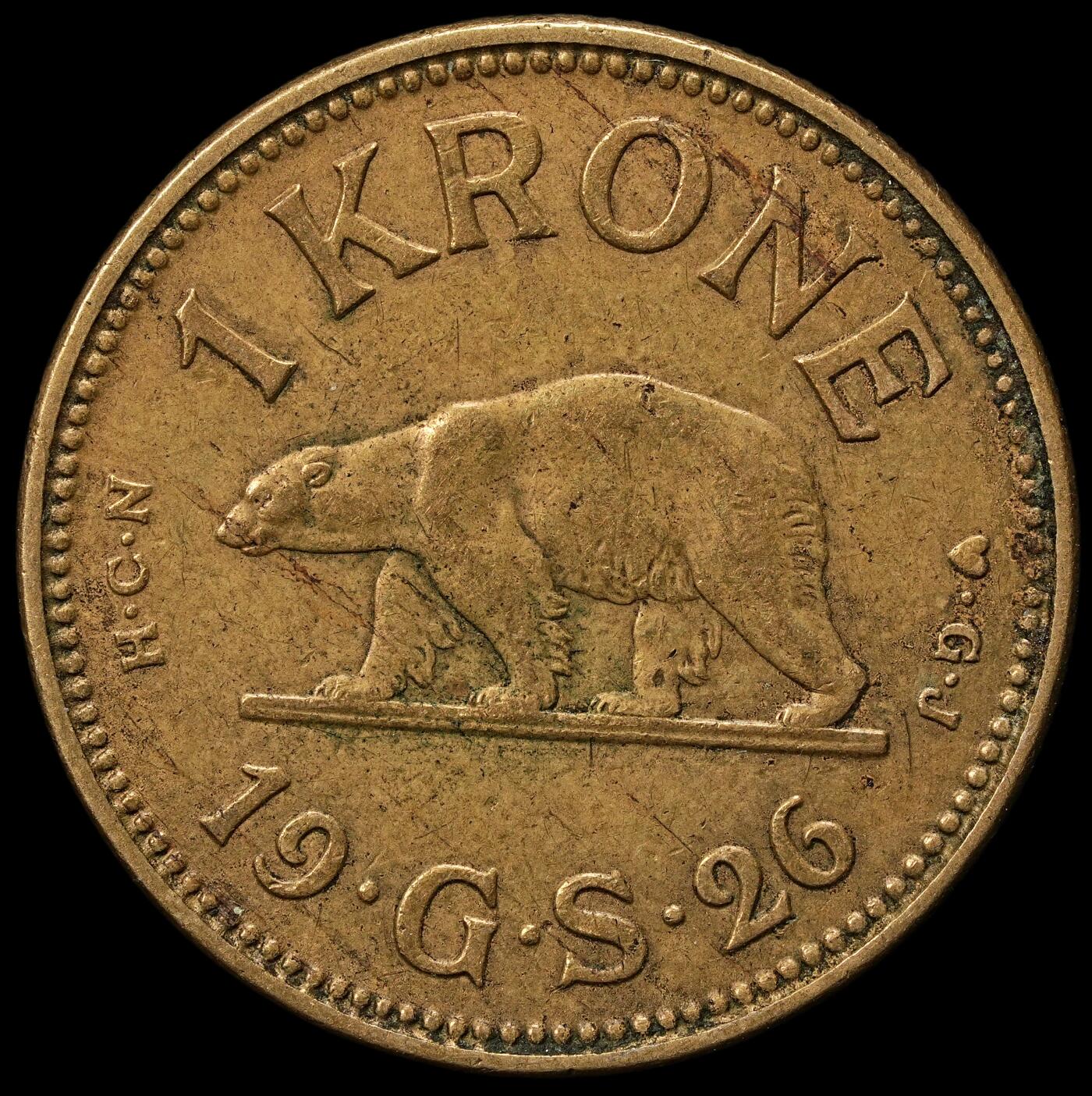 修遠堂世界钱币第108期 1926年格陵兰1克朗