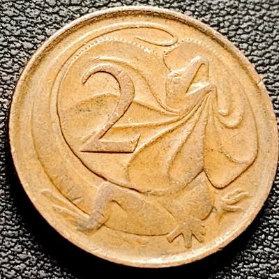 泉币菌-第214场-二月二 龙抬头 专场 拍品多 请提前出价（工作最近较忙 发货不及时，望理解） - 原铜光极美 1967年 英属澳大利亚2分铜币 伞蜥蜴斗篷蜥 21.5mm