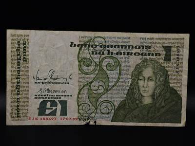  【淘币小摊】限时拍第八百八十二拍   纸币场    每周一统一发货 - 爱尔兰1镑纸币【有折】