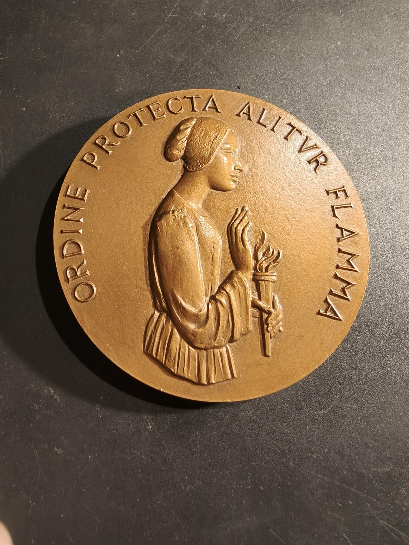 老王徽章第188期 法国乔治拜亚医生大铜章    原盒      乔治·拜亚（1896–1987）是法国著名的医生、二战时期的抵抗战士以及政治家，他曾担任佩皮尼昂地区医师公会首任系主任      直径76mm     重量240.5g