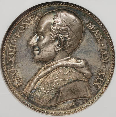 修遠堂世界钱币第108期 - NGC MS64 1896年梵蒂冈利奥十三世 “教会合一” 大银章