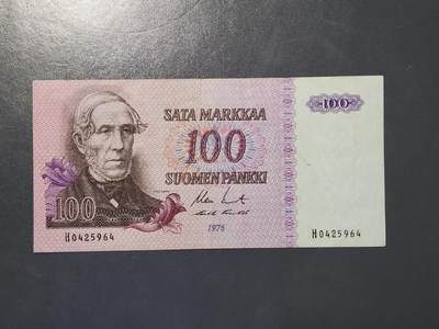 3月22号晚上8点 外国纸币自动截拍第43场 - 芬兰 1976年版 100芬兰马克 原票美品