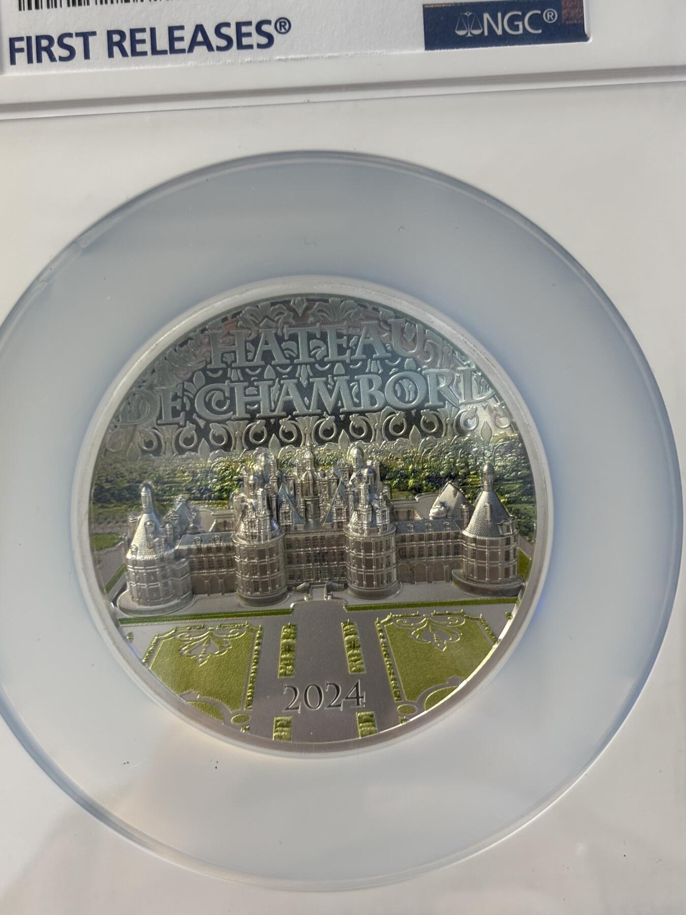 第195期拍卖 库克2024年法国香宾城堡5盎司彩银币NGC-PF70首期，9999银，发行500枚