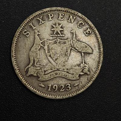 【淘币小摊】实时拍第八百八十一拍   小银币散币场    每周一统一发货 - 澳大利亚1923年乔治五世6便士银币