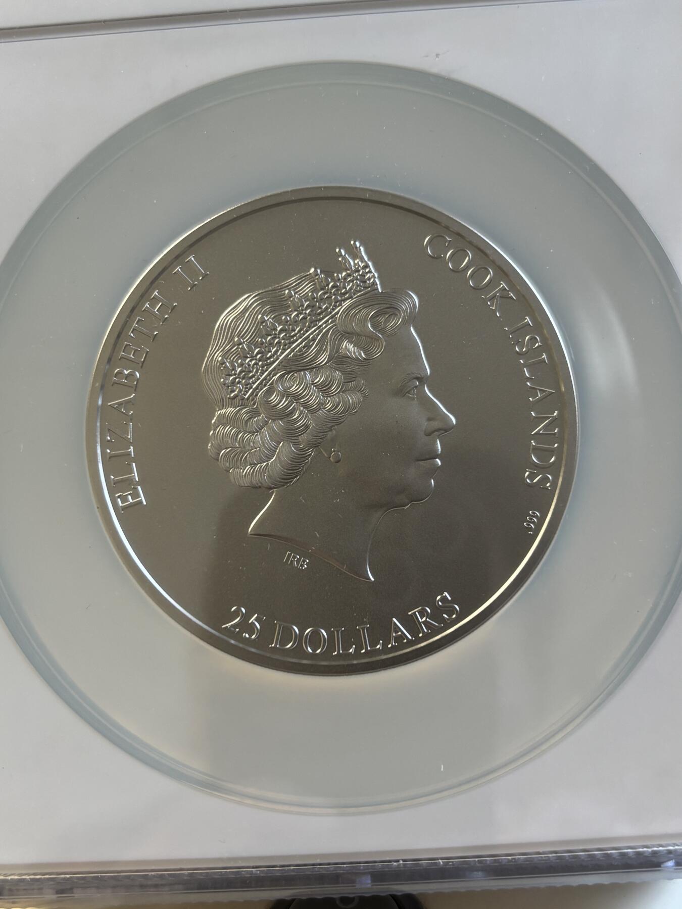 第195期拍卖 库克2021年七大山峰厄尔布鲁士峰5盎司银币NGC-MS70首，999银，发行777枚