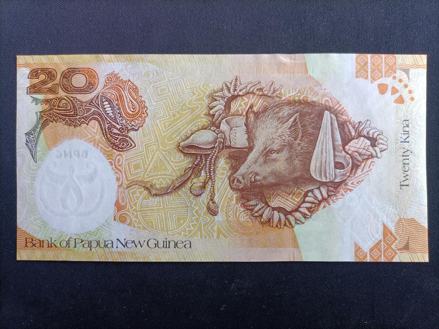 【游宝包邮场】马年第17期 精品单钞场 周日截拍 巴新-20基纳【巴新央行成立35周年 全新UNC】