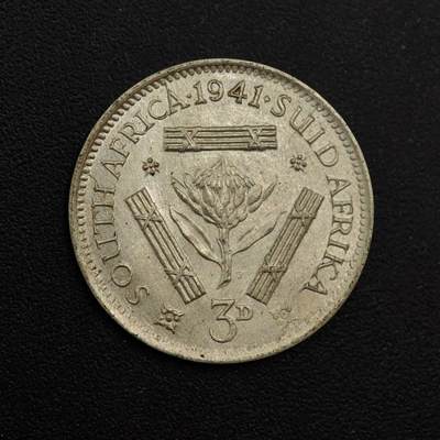 【淘币小摊】实时拍第八百八十一拍   小银币散币场    每周一统一发货 - 南非1941年乔治六世3便士银币